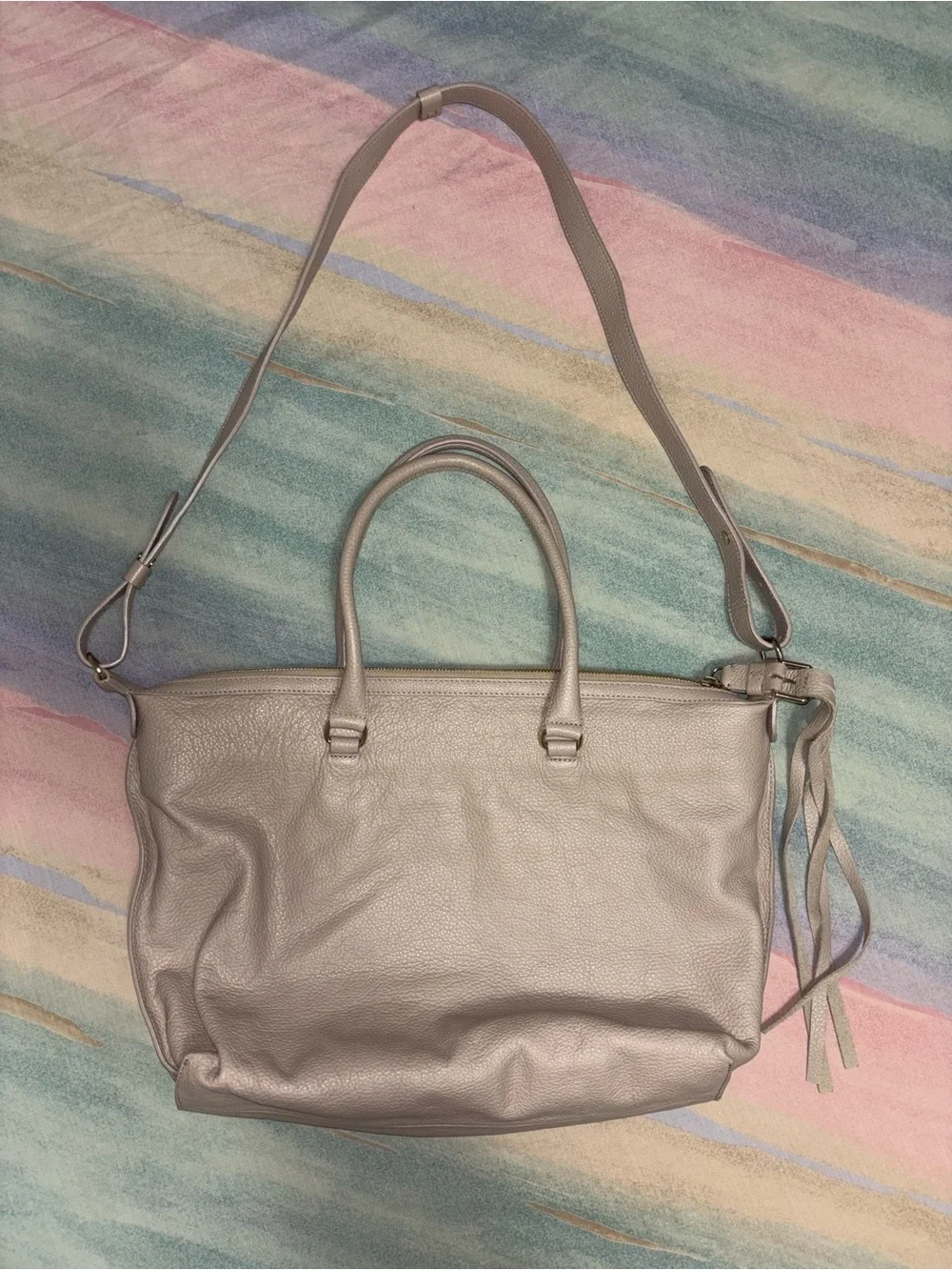 See By Chloe  Leather cream Crossbody Tote Bag Fringe closure